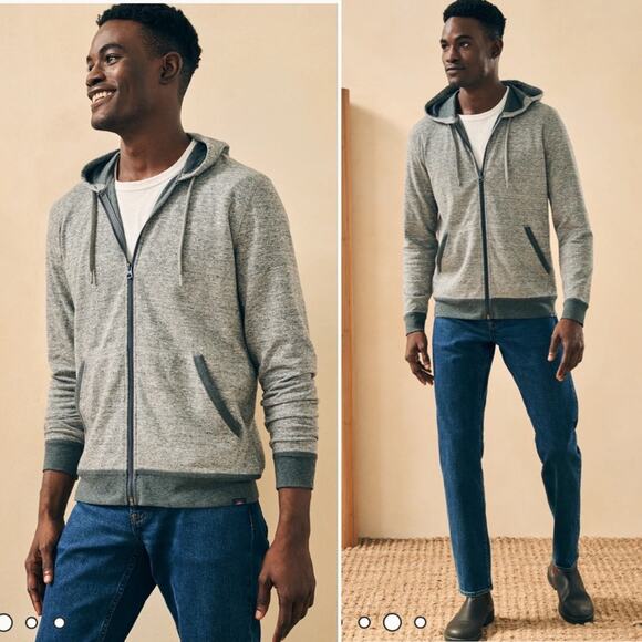 Faherty Double Knit Grey Sweatpant and Sweatshirt Set - Picture 2 of 16